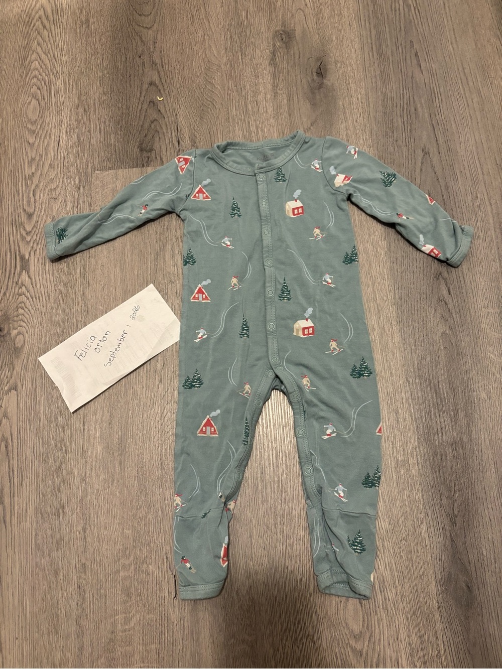Kyte BABY Teal Winter Cottage One-Piece Footie